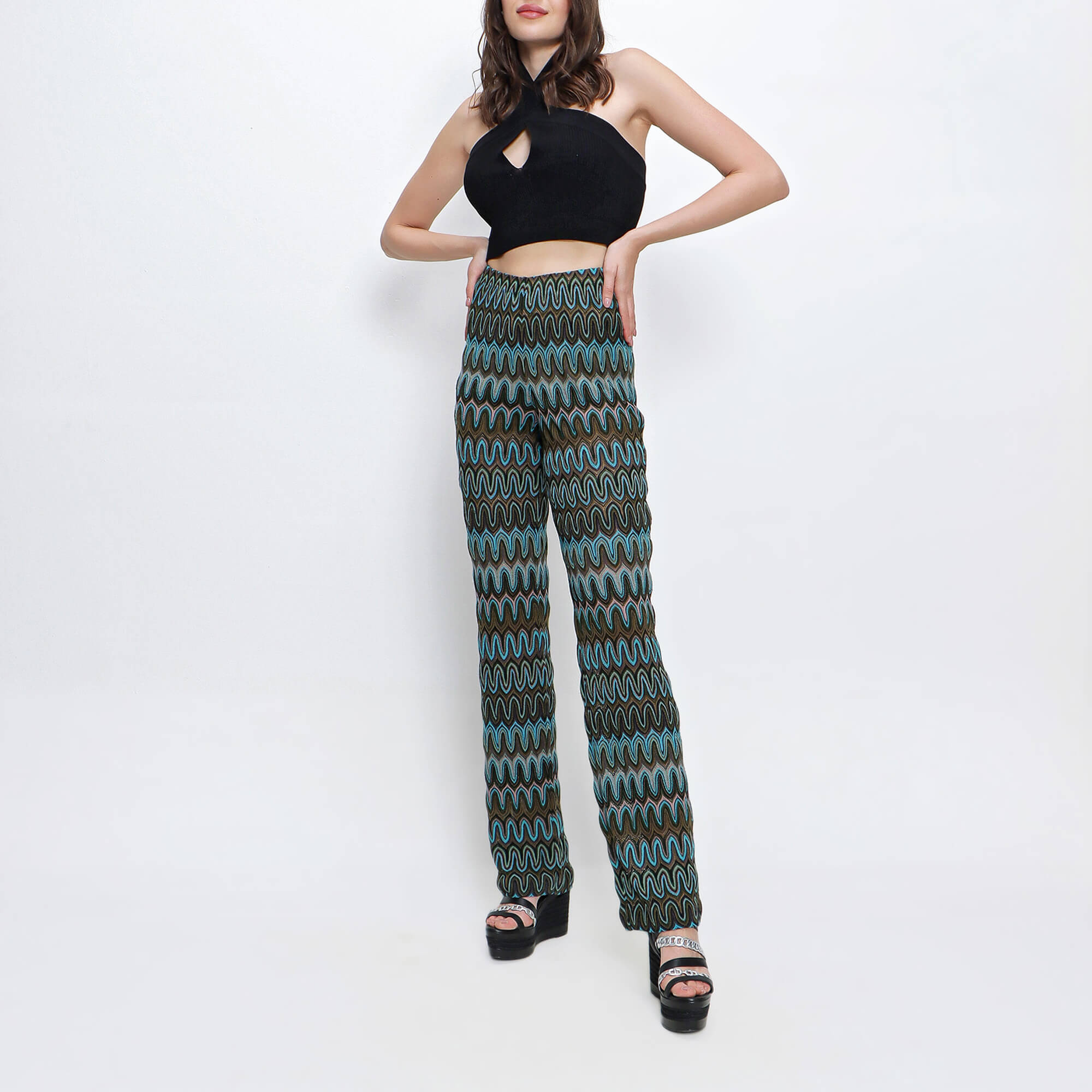 Missoni - Blue Zigzag Viscose Pants